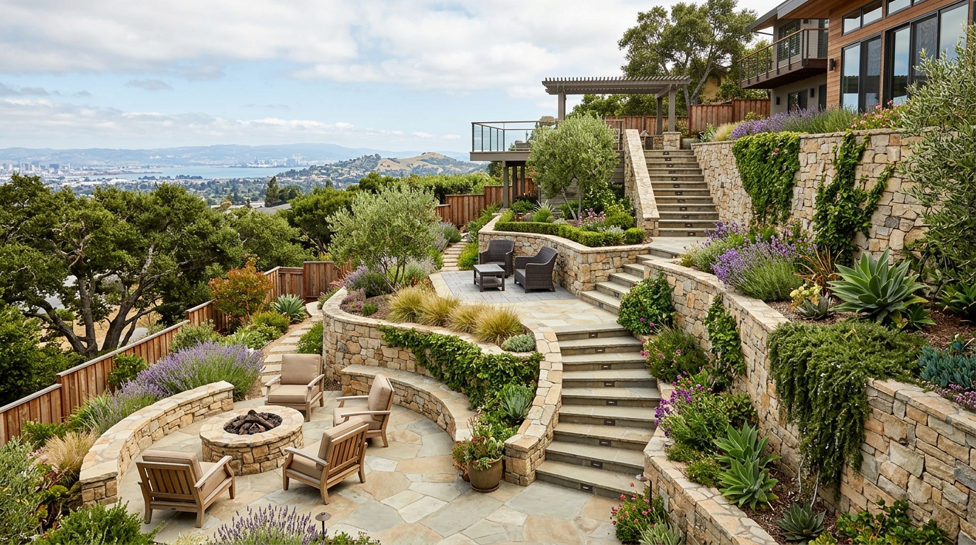 Sloped Backyard Hardscape Ideas For Beautiful East Bay Hillside Yards