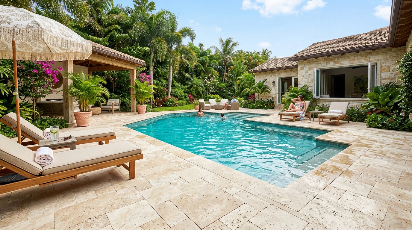 Travertine Pool Deck Ideas For A Cooler Backyard Retreat